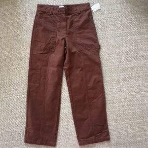 Aritzia Sunday Best Brown Cargo Pants High Rise Straight Leg Pockets Women 10